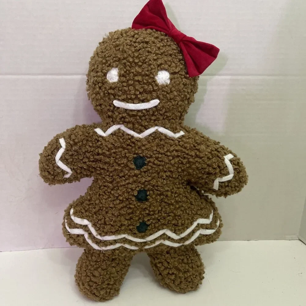 Pottery Barn MS. SPICE GINGERBREAD PILLOW Christmas Cookie Decor Plush Throw 15”